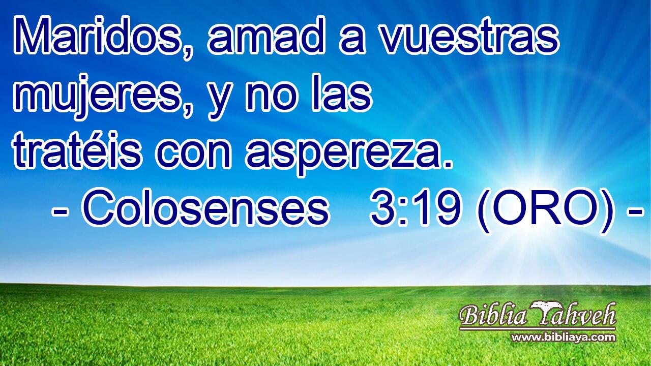  Maridos, amad a vuestras mujeres, y no las tratéis con aspereza. 