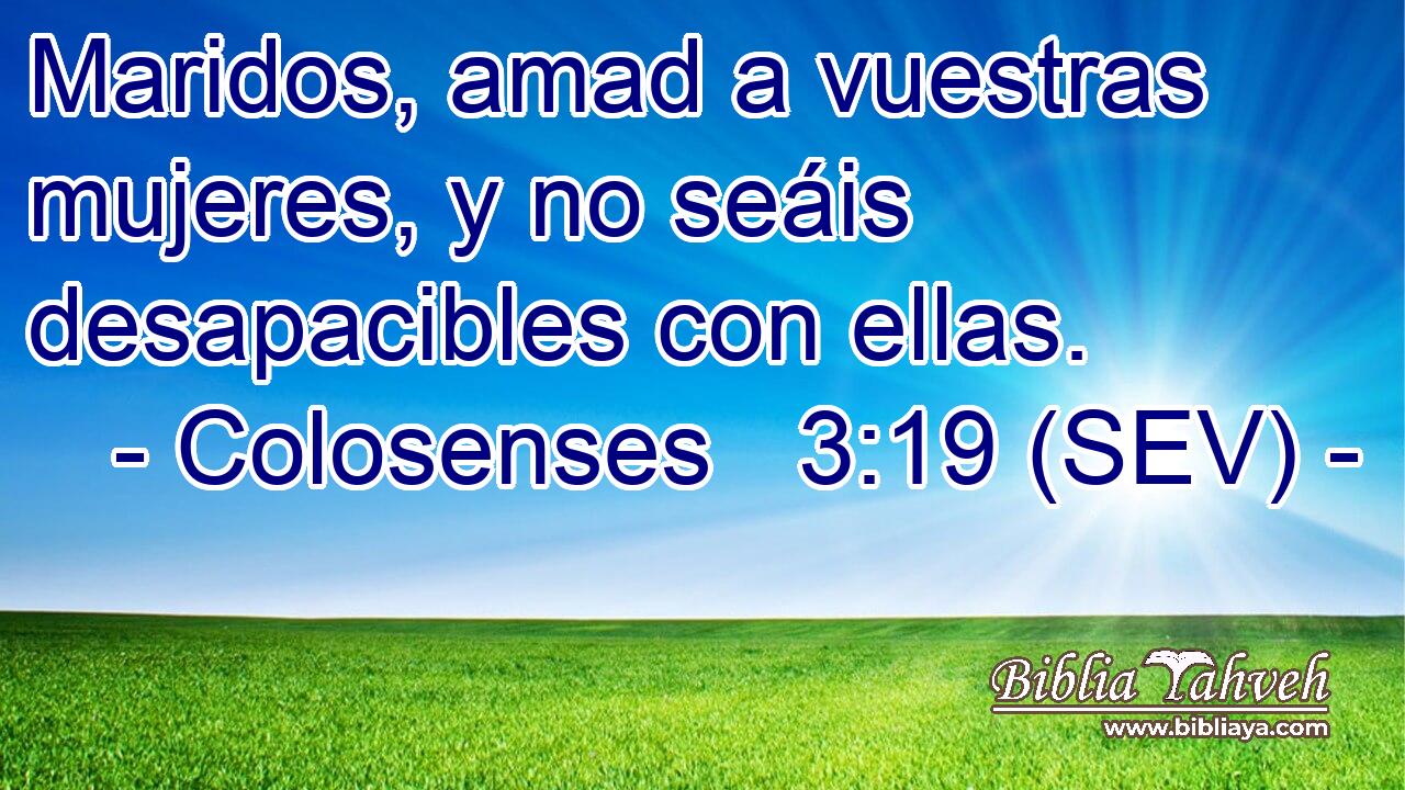 Maridos, amad a vuestras mujeres, y no seáis desapacibles con ellas.