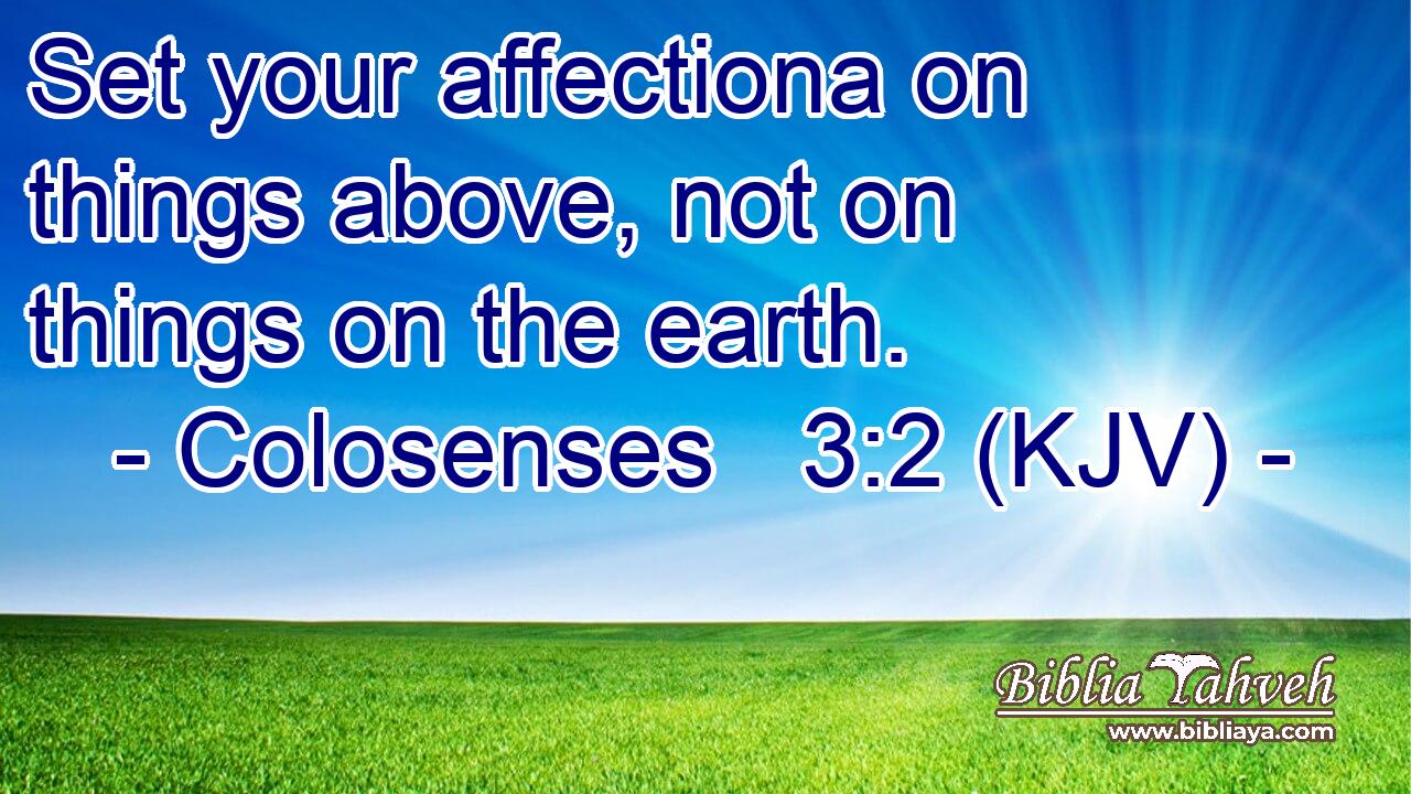 Set your affectiona on things above, not on things on the earth.