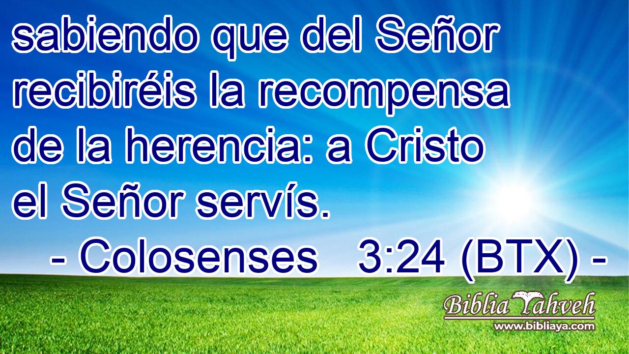 sabiendo que del Señor recibiréis la recompensa de la herencia: a Cristo el Señor servís.