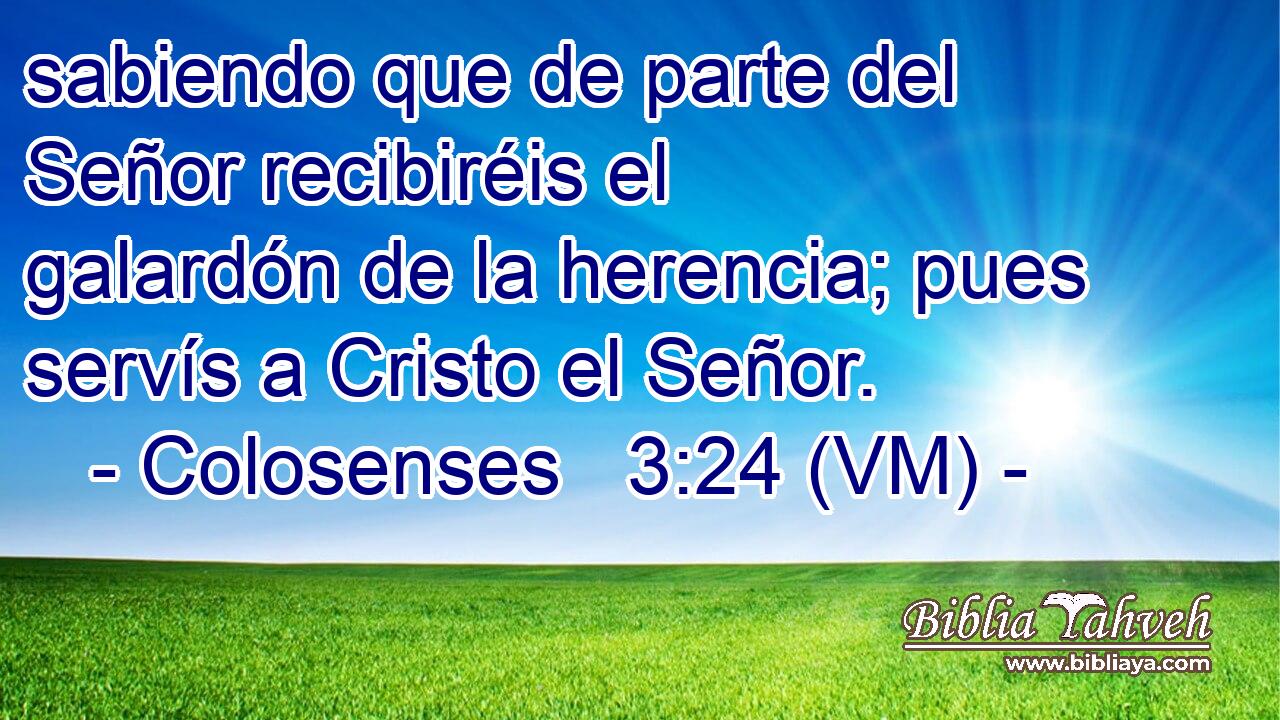  sabiendo que de parte del Señor recibiréis el galardón de la herencia; pues servís a Cristo el Señor. 