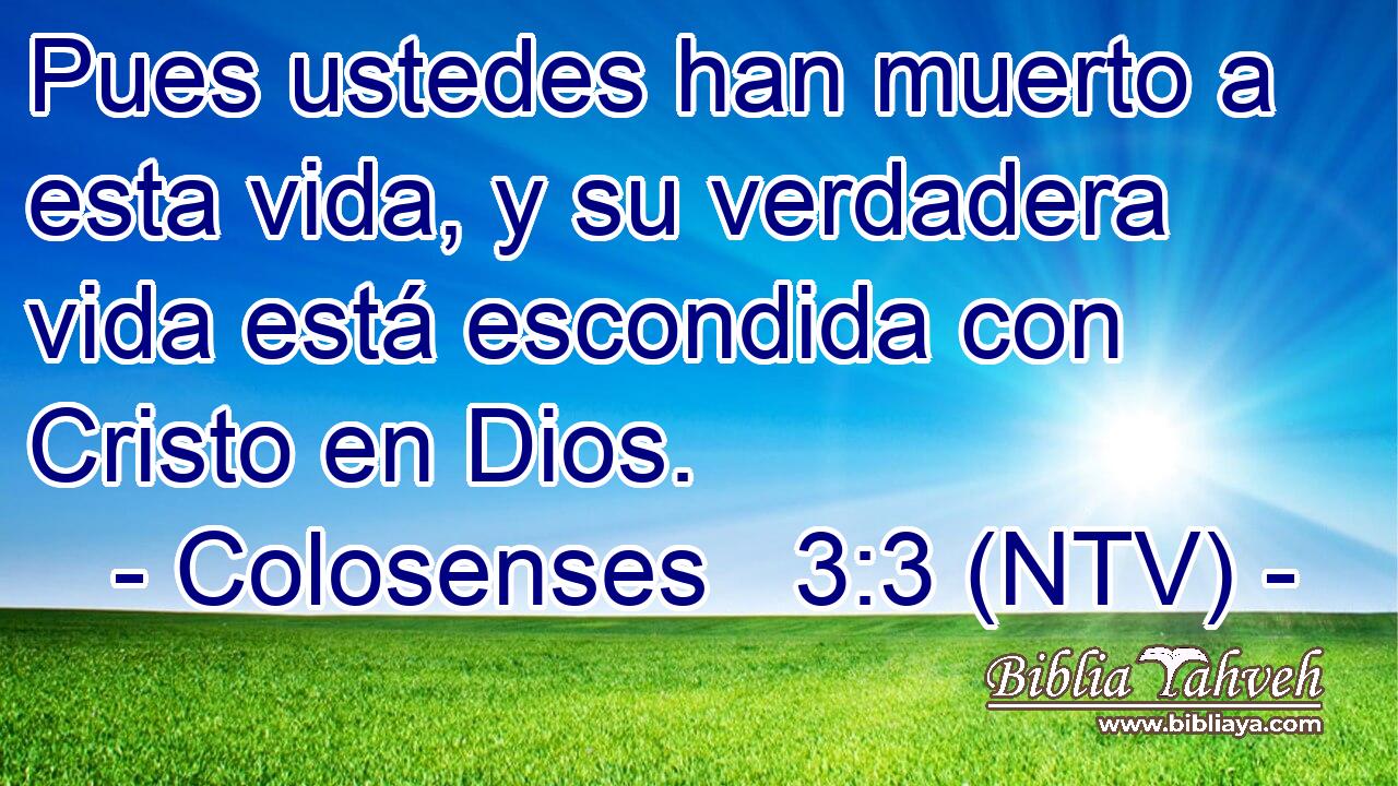 Pues ustedes han muerto a esta vida, y su verdadera vida está escondida con Cristo en Dios.