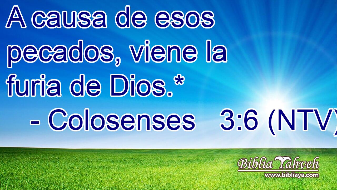 A causa de esos pecados, viene la furia de Dios.*