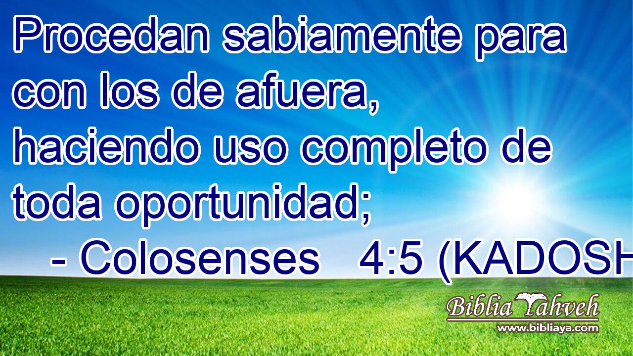  Procedan sabiamente para con los de afuera, haciendo uso completo de toda oportunidad; 