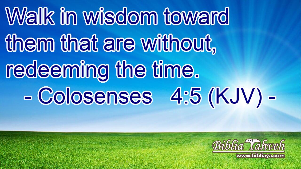 Walk in wisdom toward them that are without, redeeming the time.