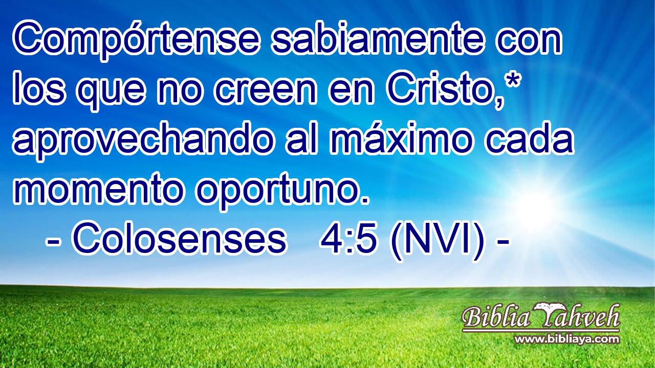  Compórtense sabiamente con los que no creen en Cristo,* aprovechando al máximo cada momento oportuno. 