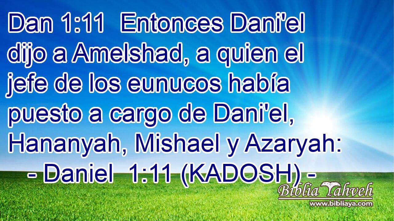 Entonces Dani'el dijo a Amelshad, a quien el jefe de los eunucos había puesto a cargo de Dani'el, Hananyah, Mishael y Azaryah: 