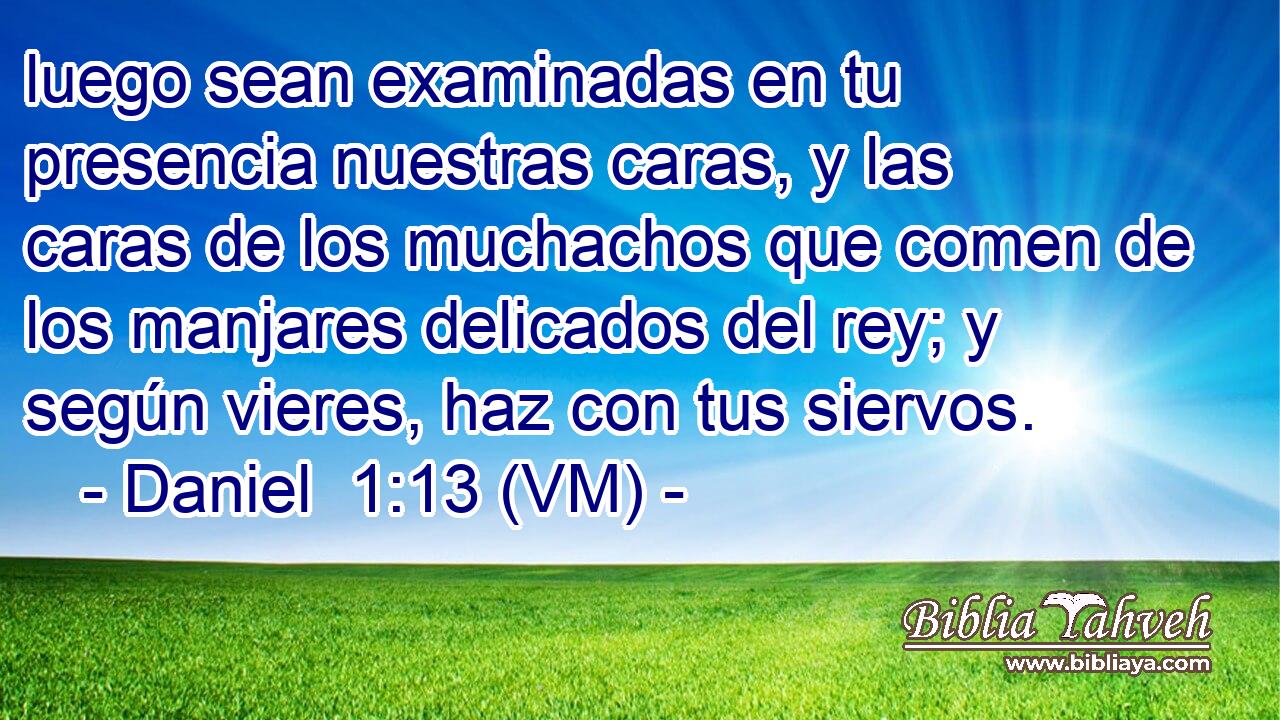  luego sean examinadas en tu presencia nuestras caras, y las caras de los muchachos que comen de los manjares delicados del rey; y según vieres, haz con tus siervos. 