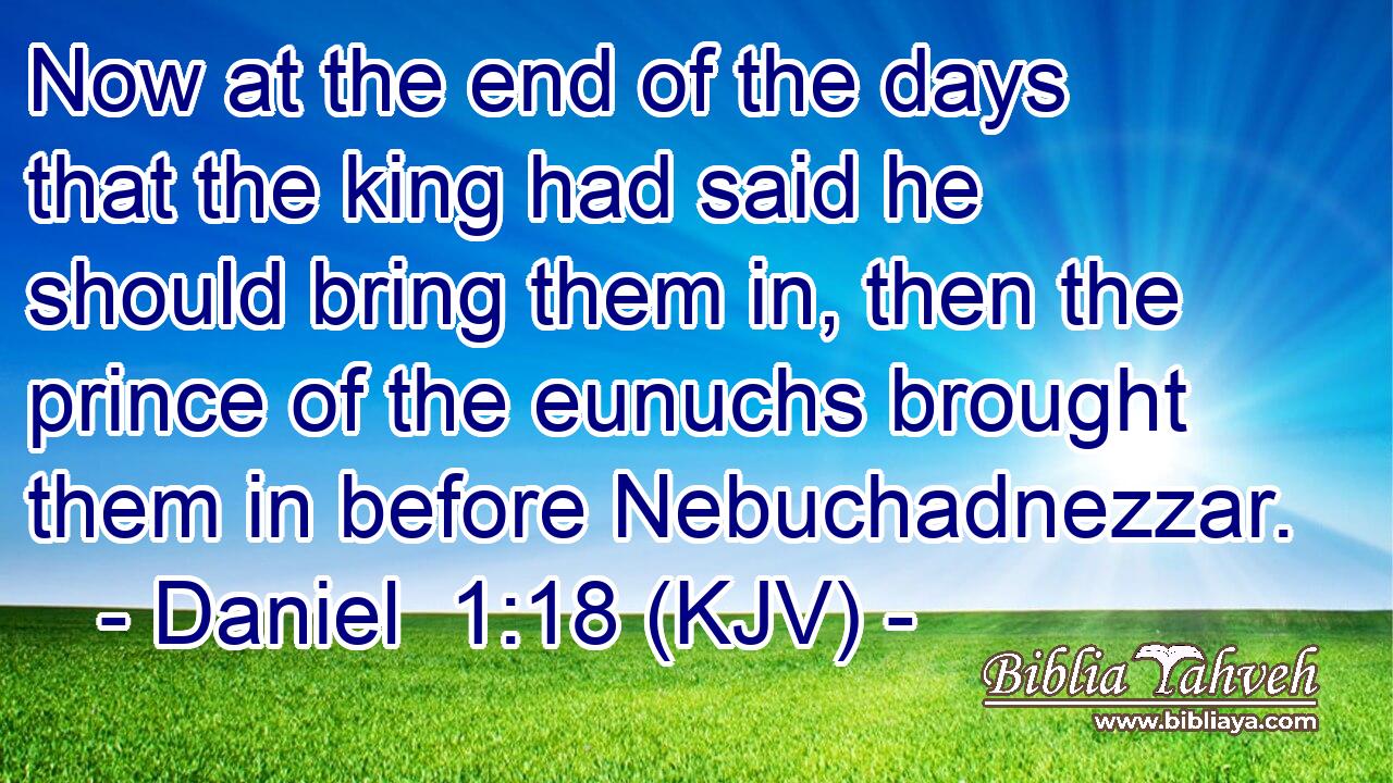 Now at the end of the days that the king had said he should bring them in, then the prince of the eunuchs brought them in before Nebuchadnezzar.