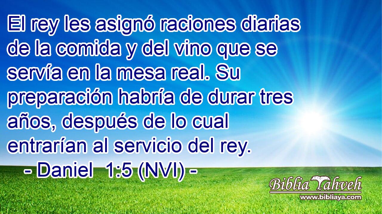  El rey les asignó raciones diarias de la comida y del vino que se servía en la mesa real. Su preparación habría de durar tres años, después de lo cual entrarían al servicio del rey. 