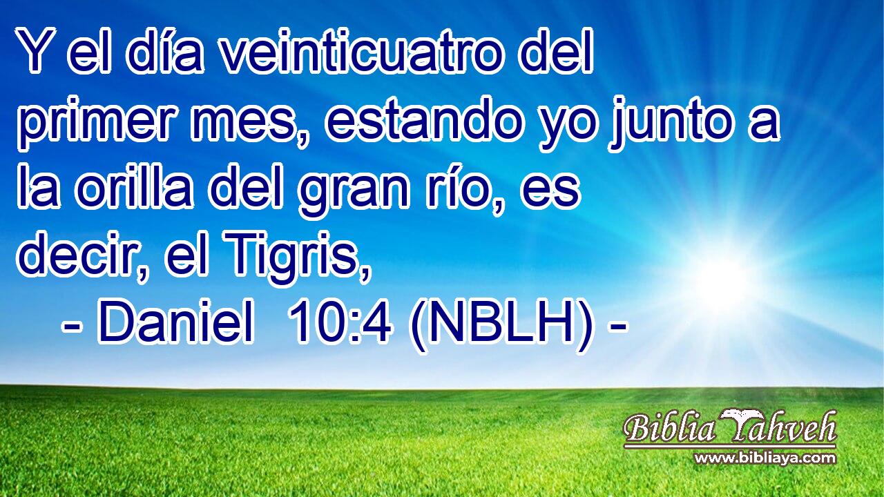  Y el día veinticuatro del primer mes, estando yo junto a la orilla del gran río, es decir, el Tigris, 