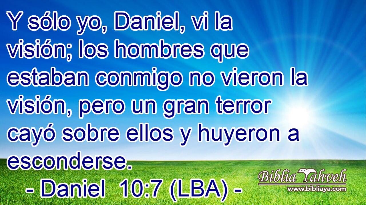 Y sólo yo, Daniel, vi la visión; los hombres que estaban conmigo no vieron la visión, pero un gran terror cayó sobre ellos y huyeron a esconderse.