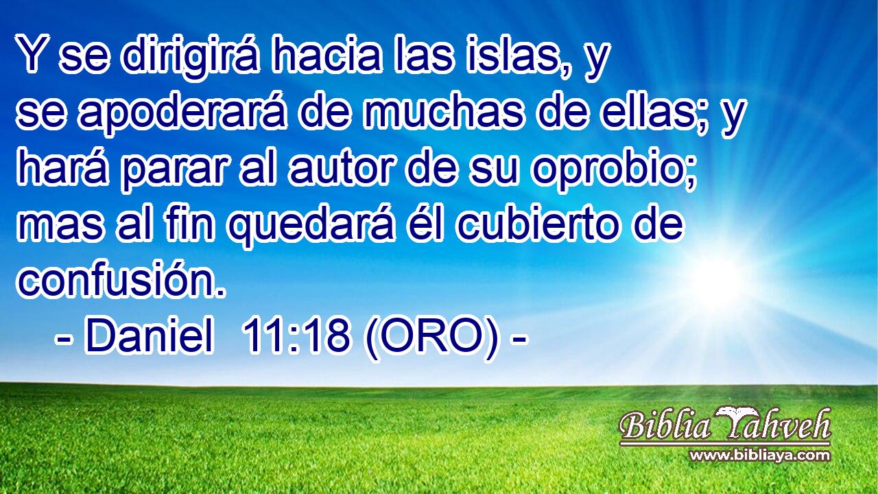  Y se dirigirá hacia las islas, y se apoderará de muchas de ellas; y hará parar al autor de su oprobio; mas al fin quedará él cubierto de confusión. 