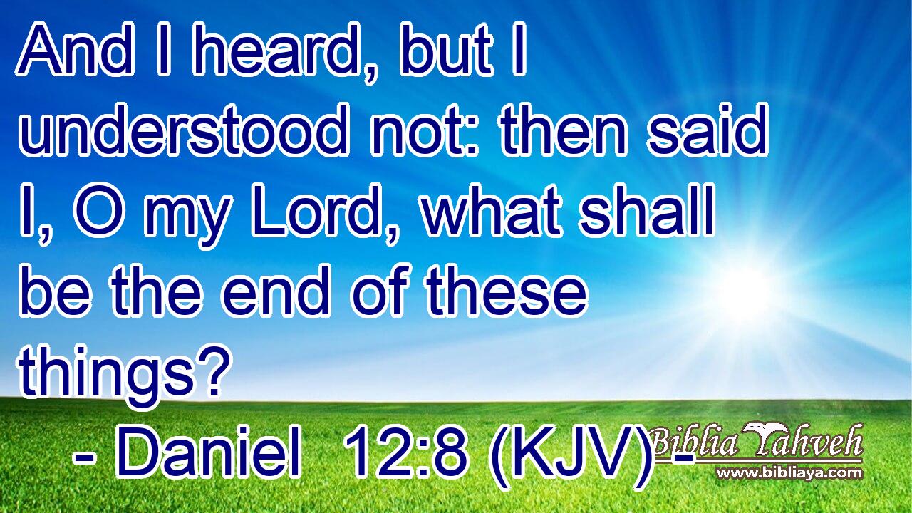 And I heard, but I understood not: then said I, O my Lord, what shall be the end of these things? 