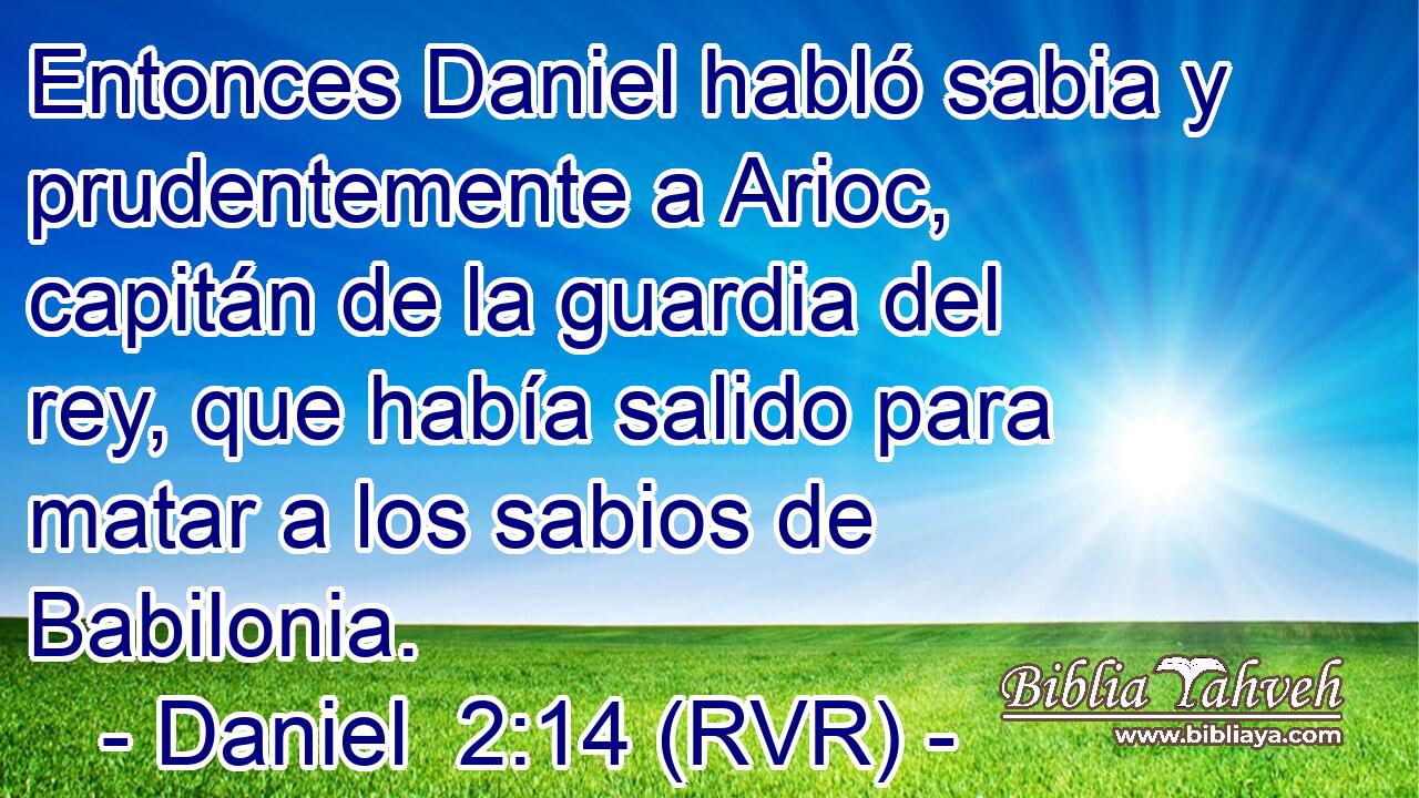 Entonces Daniel habló sabia y prudentemente a Arioc, capitán de la guardia del rey, que había salido para matar a los sabios de Babilonia.