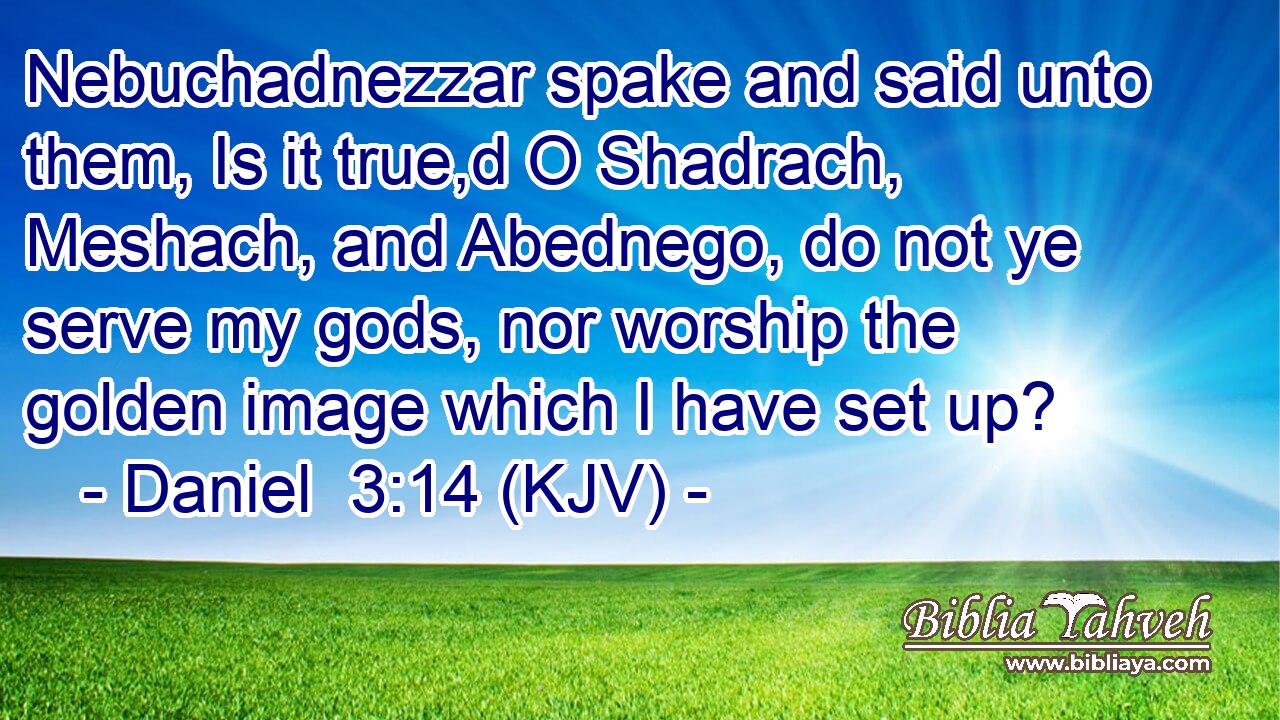 Nebuchadnezzar spake and said unto them, Is it true,d O Shadrach, Meshach, and Abednego, do not ye serve my gods, nor worship the golden image which I have set up?