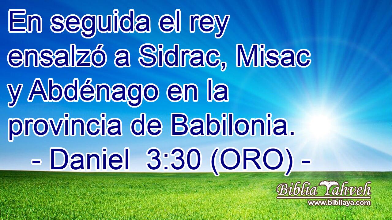  En seguida el rey ensalzó a Sidrac, Misac y Abdénago en la provincia de Babilonia. 