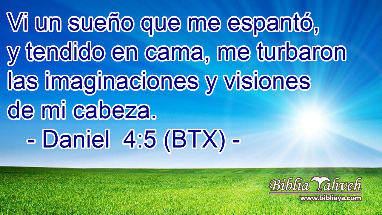 Vi un sueño que me espantó, y tendido en cama, me turbaron las imaginaciones y visiones de mi cabeza.