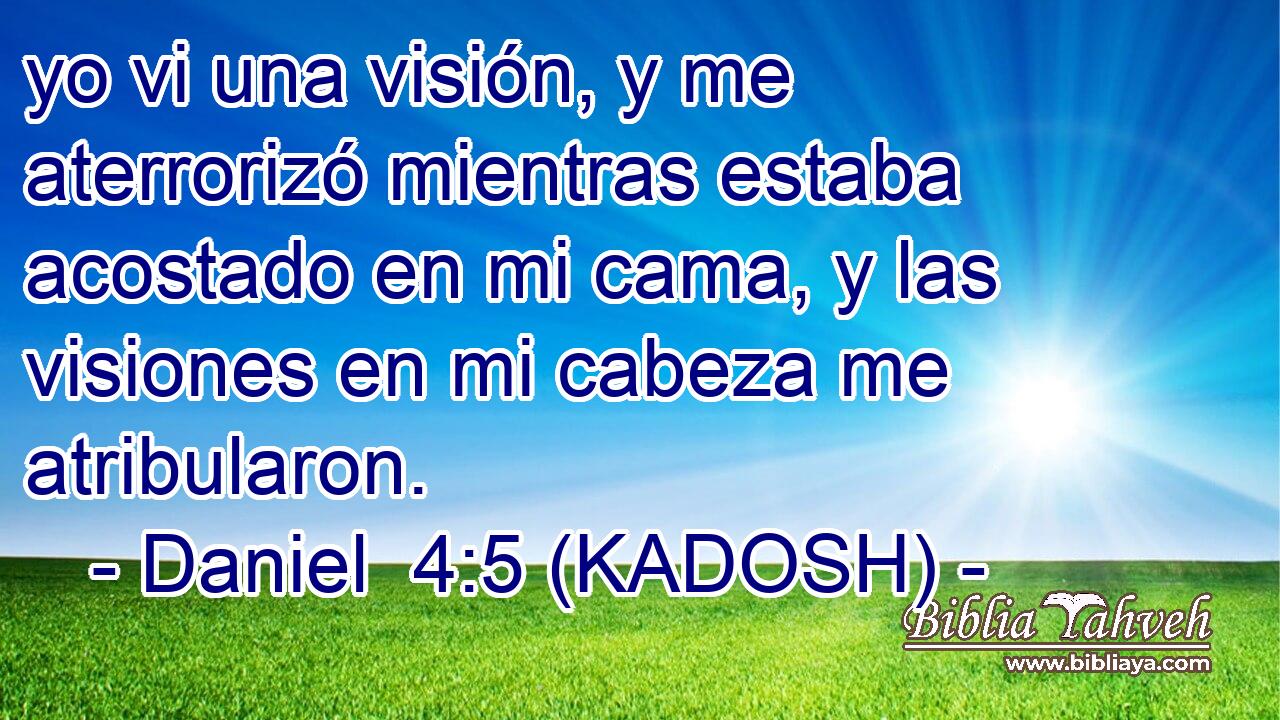  yo vi una visión, y me aterrorizó mientras estaba acostado en mi cama, y las visiones en mi cabeza me atribularon. 