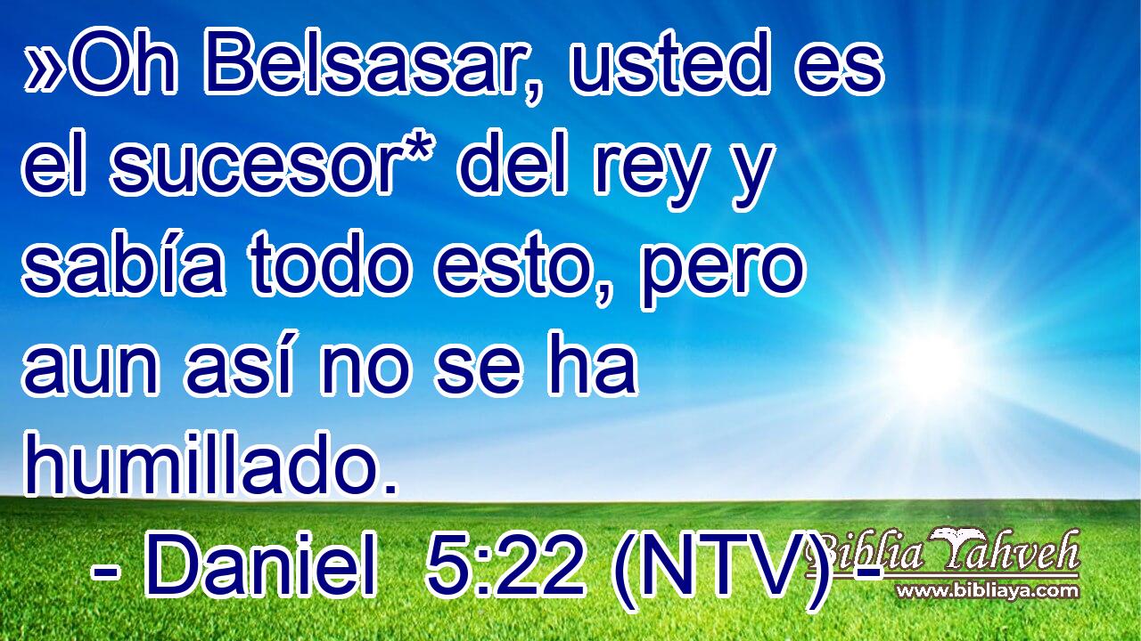 »Oh Belsasar, usted es el sucesor* del rey y sabía todo esto, pero aun así no se ha humillado.