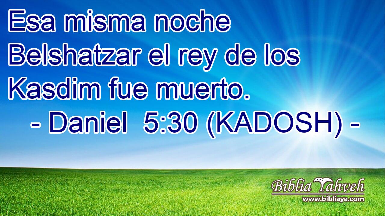  Esa misma noche Belshatzar el rey de los Kasdim fue muerto. 