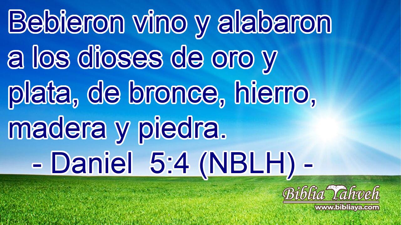  Bebieron vino y alabaron a los dioses de oro y plata, de bronce, hierro, madera y piedra. 