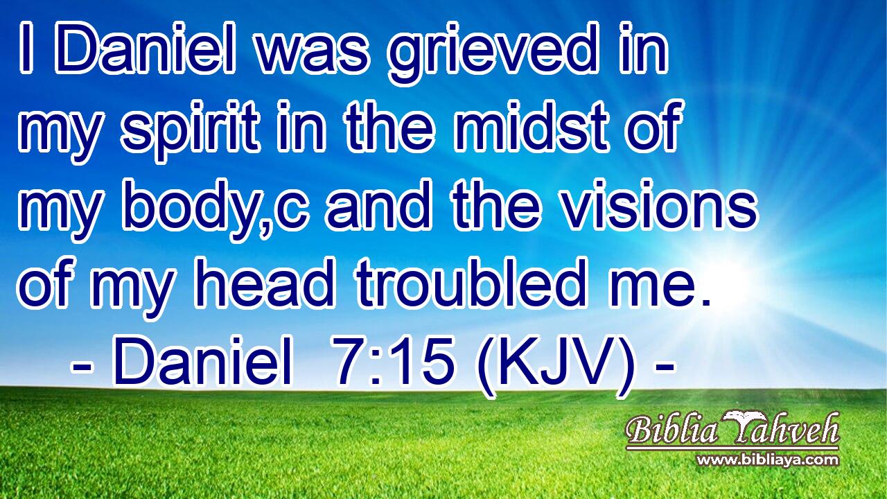 I Daniel was grieved in my spirit in the midst of my body,c and the visions of my head troubled me.