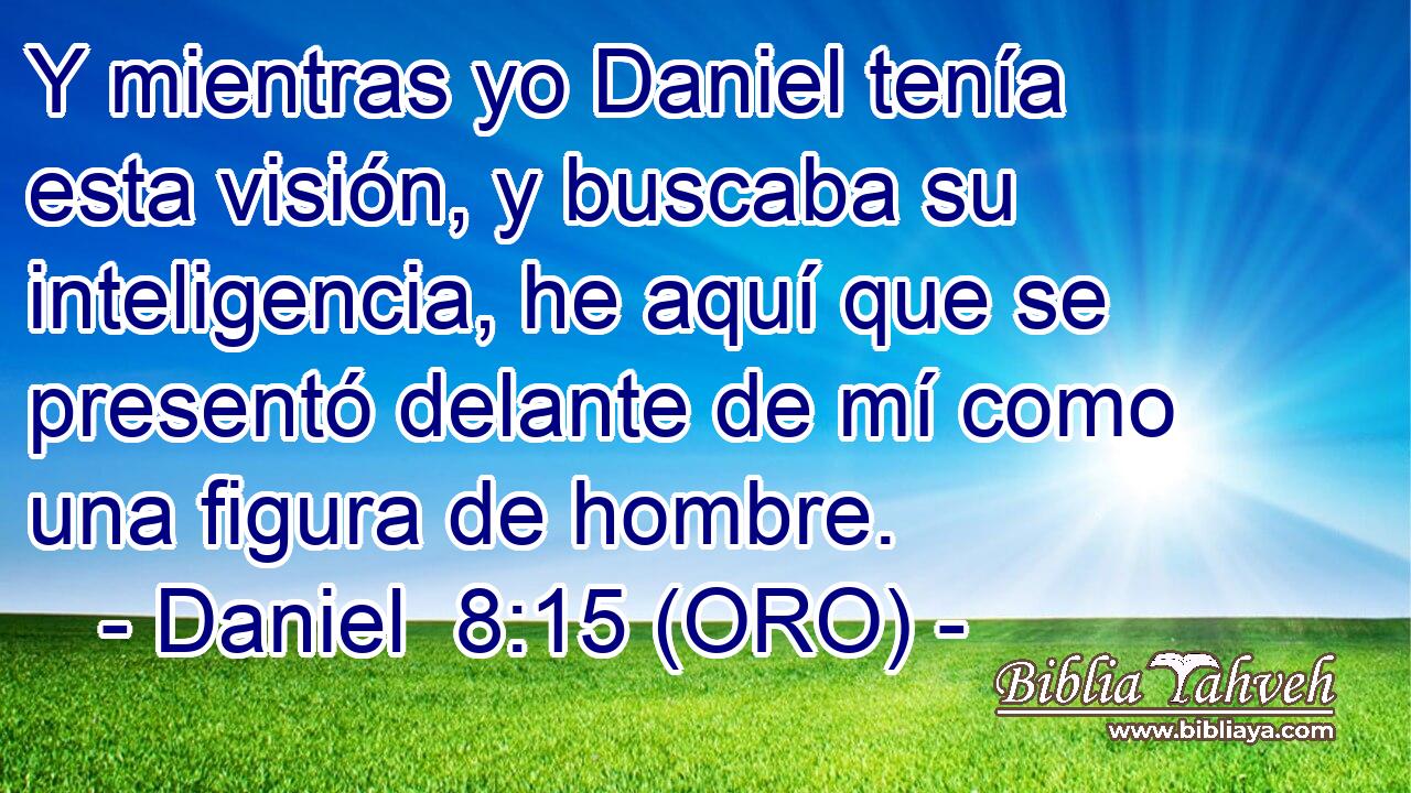  Y mientras yo Daniel tenía esta visión, y buscaba su inteligencia, he aquí que se presentó delante de mí como una figura de hombre. 