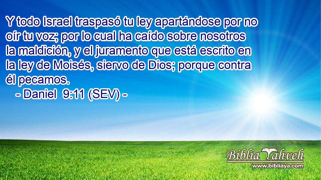 Y todo Israel traspasó tu ley apartándose por no oír tu voz; por lo cual ha caído sobre nosotros la maldición, y el juramento que está escrito en la ley de Moisés, siervo de Dios; porque contra él pecamos.