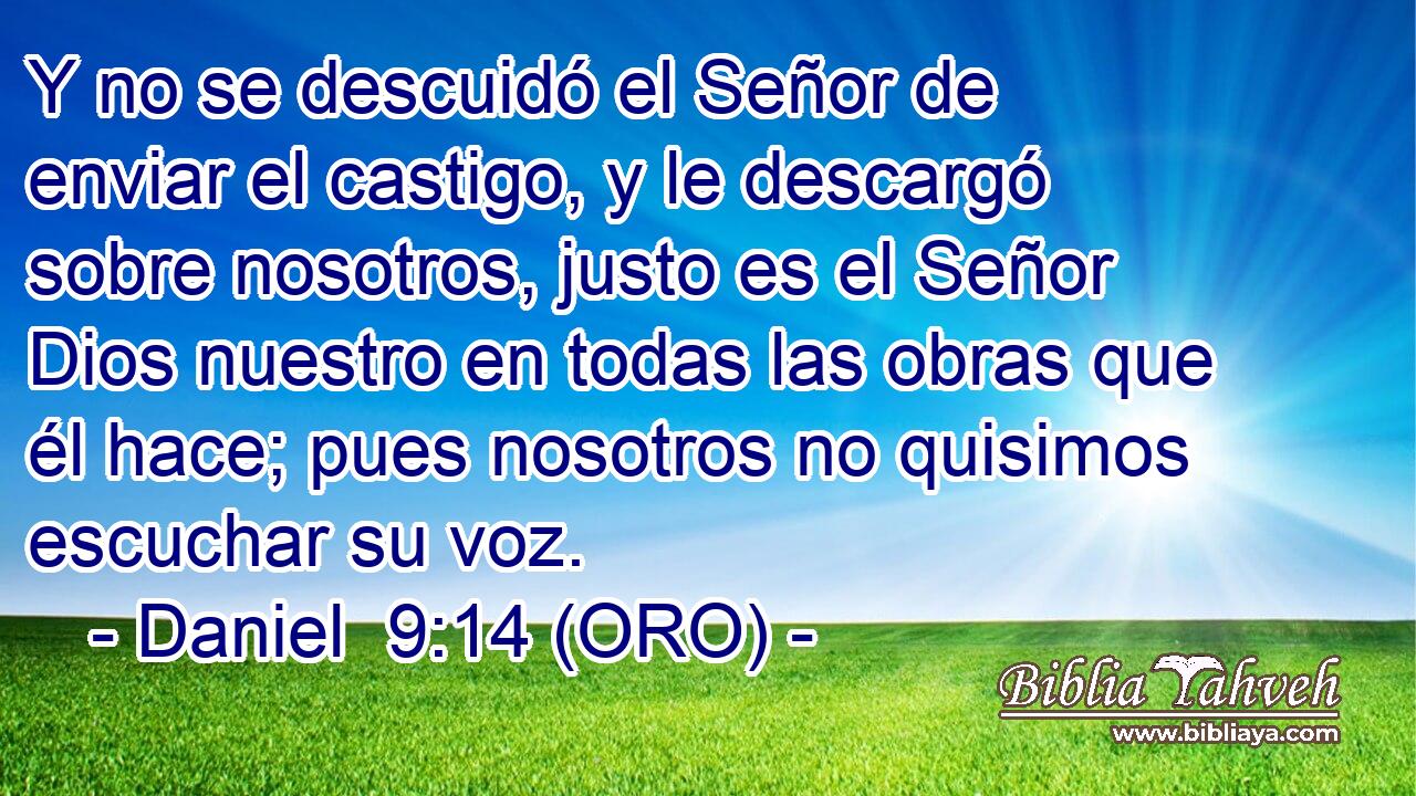  Y no se descuidó el Señor de enviar el castigo, y le descargó sobre nosotros, justo es el Señor Dios nuestro en todas las obras que él hace; pues nosotros no quisimos escuchar su voz. 