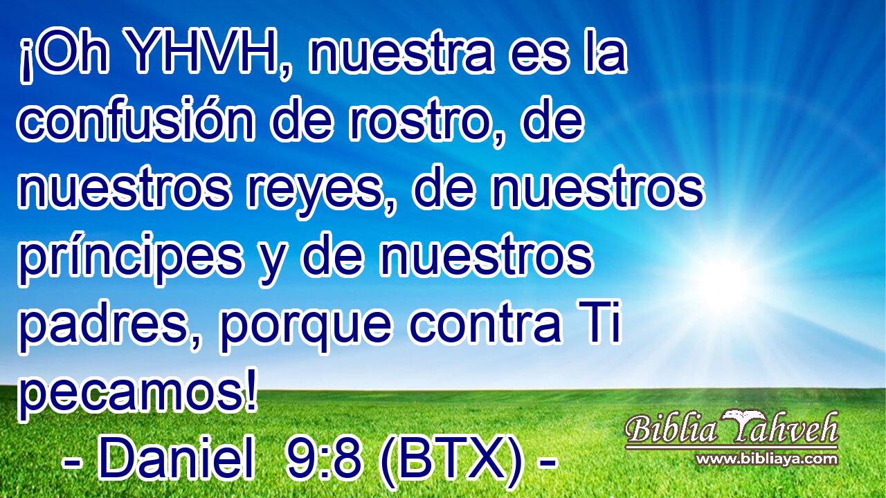 ¡Oh YHVH, nuestra es la confusión de rostro, de nuestros reyes, de nuestros príncipes y de nuestros padres, porque contra Ti pecamos!