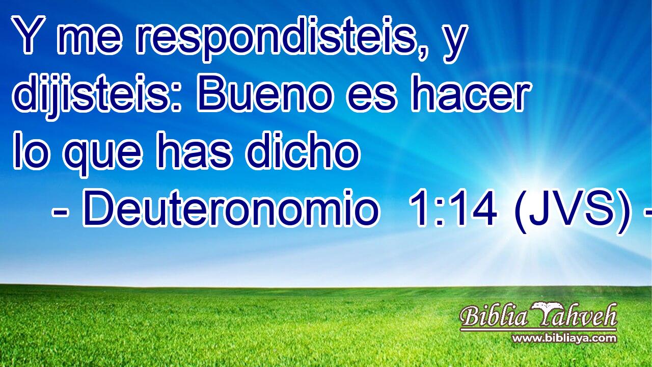Y me respondisteis, y dijisteis: Bueno es hacer lo que has dicho