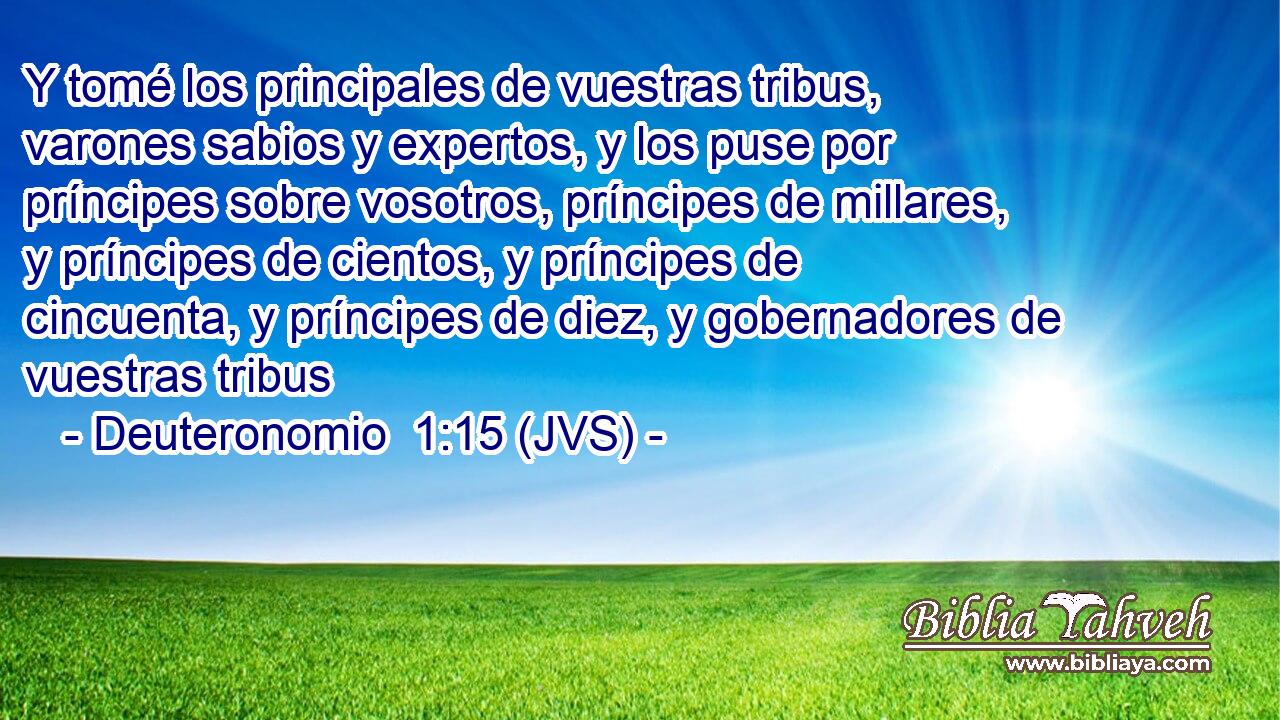 Y tomé los principales de vuestras tribus, varones sabios y expertos, y los puse por príncipes sobre vosotros, príncipes de millares, y príncipes de cientos, y príncipes de cincuenta, y príncipes de diez, y gobernadores de vuestras tribus