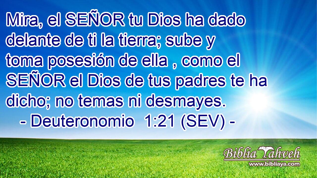 Mira, el SEÑOR tu Dios ha dado delante de ti la tierra; sube y toma posesión de ella , como el SEÑOR el Dios de tus padres te ha dicho; no temas ni desmayes.