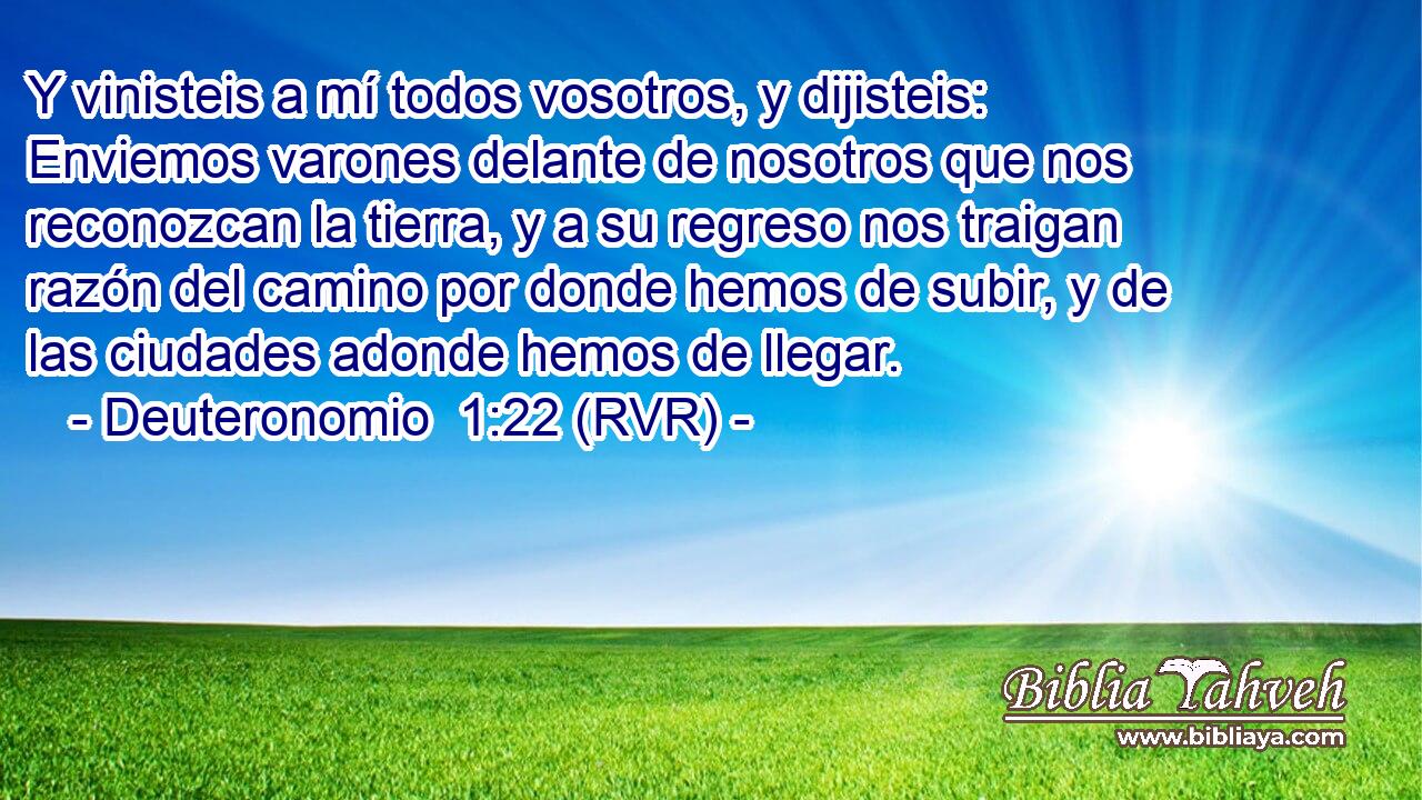 Y vinisteis a mí todos vosotros, y dijisteis: Enviemos varones delante de nosotros que nos reconozcan la tierra, y a su regreso nos traigan razón del camino por donde hemos de subir, y de las ciudades adonde hemos de llegar.