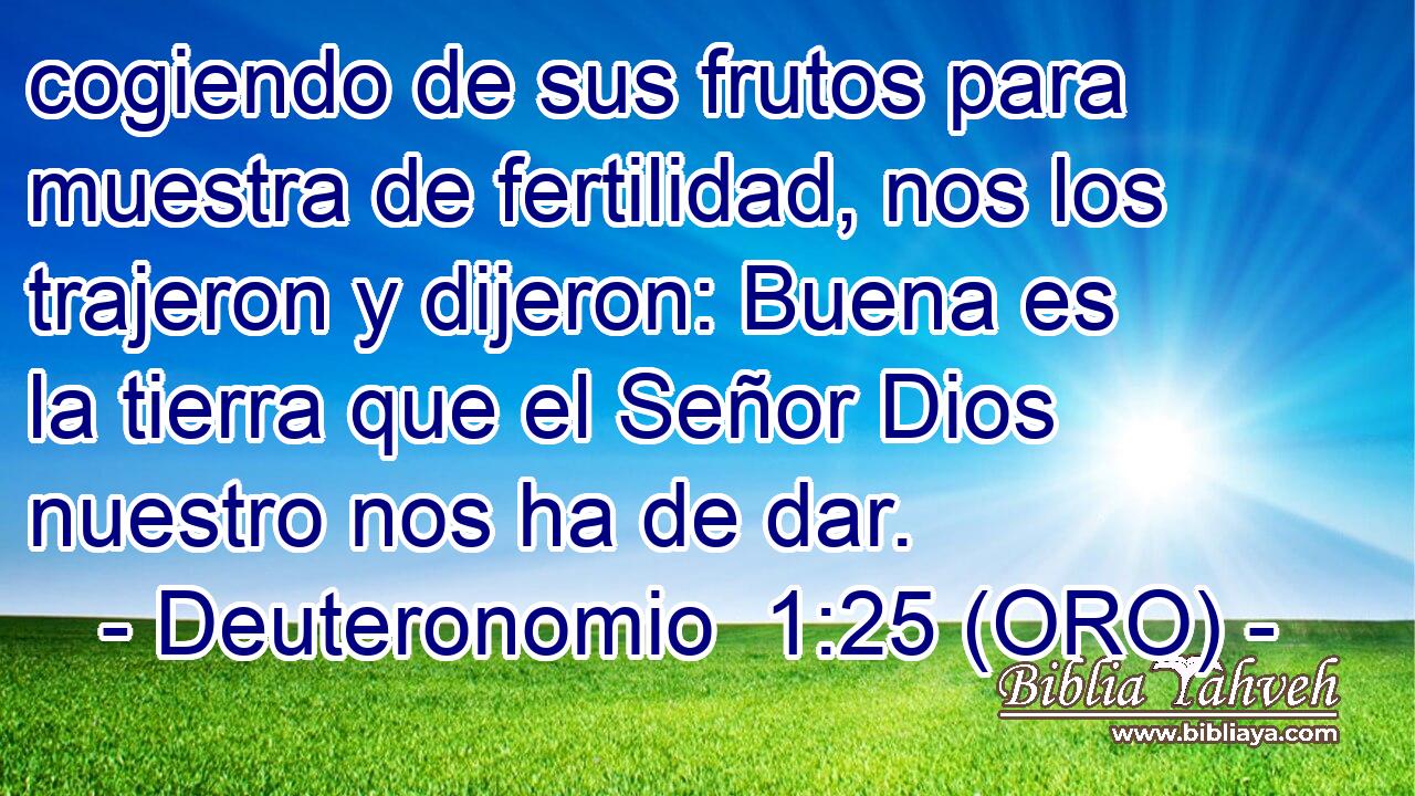 cogiendo de sus frutos para muestra de fertilidad, nos los trajeron y dijeron: Buena es la tierra que el Señor Dios nuestro nos ha de dar. 