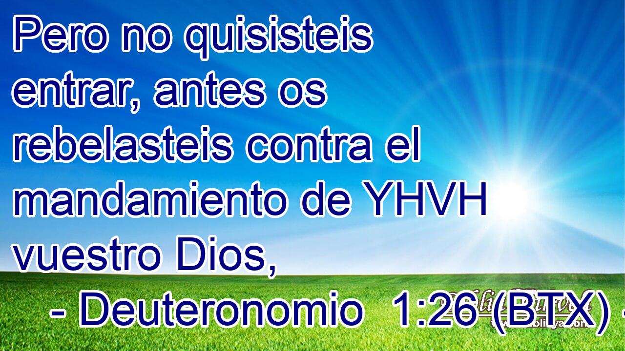 Pero no quisisteis entrar, antes os rebelasteis contra el mandamiento de YHVH vuestro Dios,