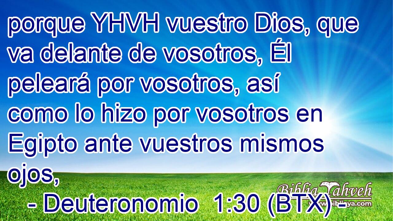 porque YHVH vuestro Dios, que va delante de vosotros, Él peleará por vosotros, así como lo hizo por vosotros en Egipto ante vuestros mismos ojos,