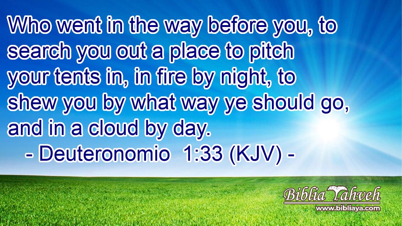 Who went in the way before you, to search you out a place to pitch your tents in, in fire by night, to shew you by what way ye should go, and in a cloud by day.