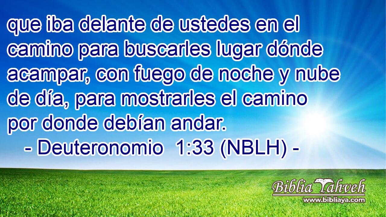  que iba delante de ustedes en el camino para buscarles lugar dónde acampar, con fuego de noche y nube de día, para mostrarles el camino por donde debían andar. 