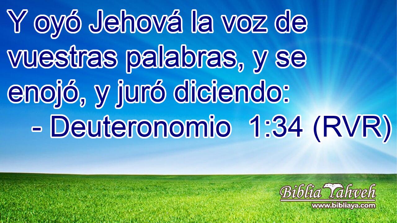 Y oyó Jehová la voz de vuestras palabras, y se enojó, y juró diciendo: