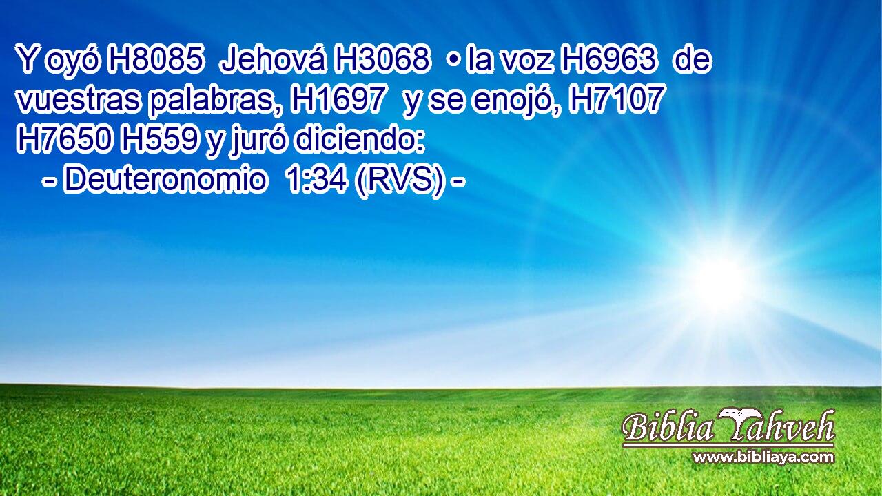 Y oyó H8085  Jehová H3068  • la voz H6963  de vuestras palabras, H1697  y se enojó, H7107  H7650 H559 y juró diciendo: 