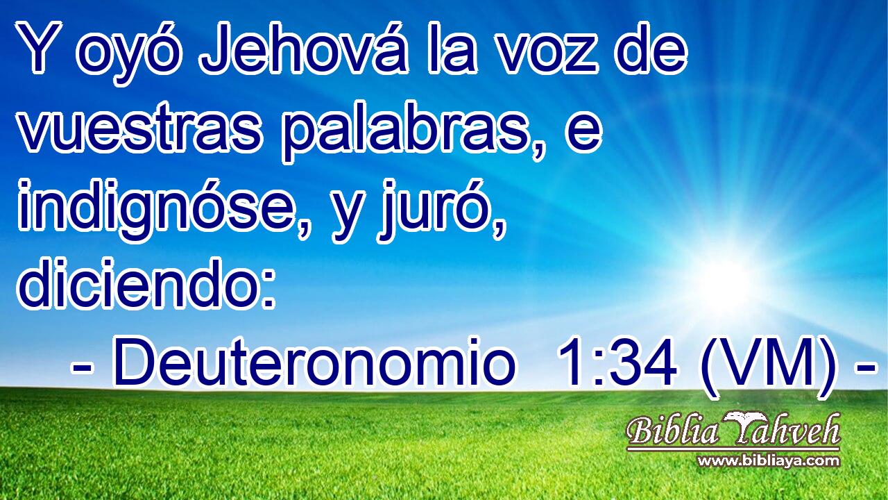  Y oyó Jehová la voz de vuestras palabras, e indignóse, y juró, diciendo: 