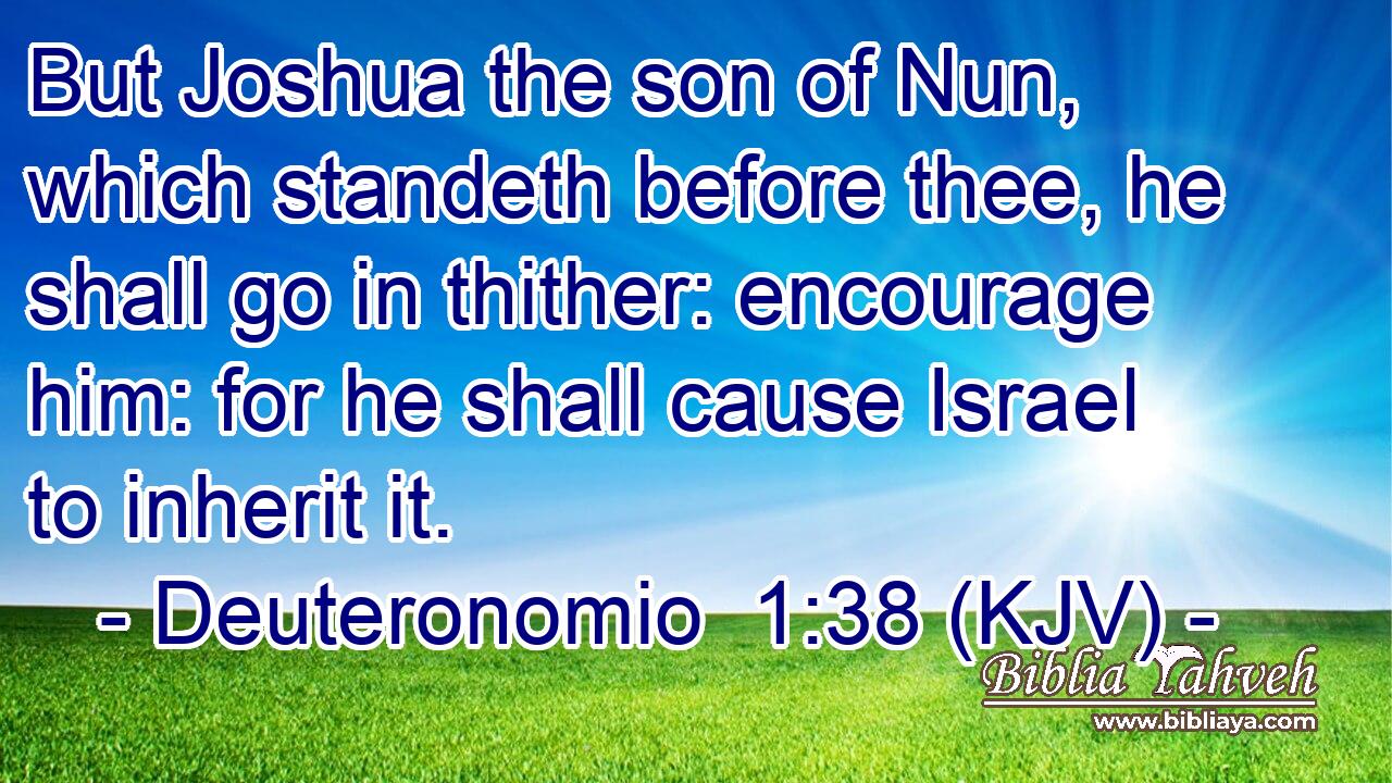 But Joshua the son of Nun, which standeth before thee, he shall go in thither: encourage him: for he shall cause Israel to inherit it.