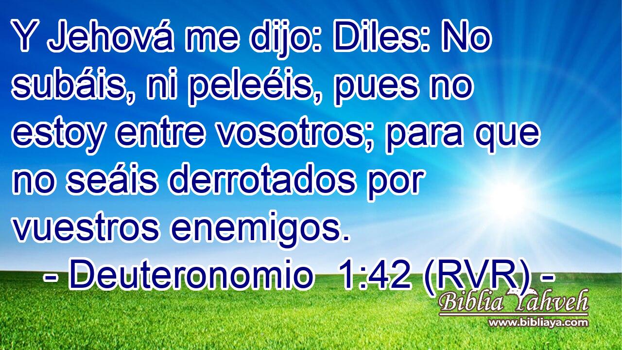 Y Jehová me dijo: Diles: No subáis, ni peleéis, pues no estoy entre vosotros; para que no seáis derrotados por vuestros enemigos.