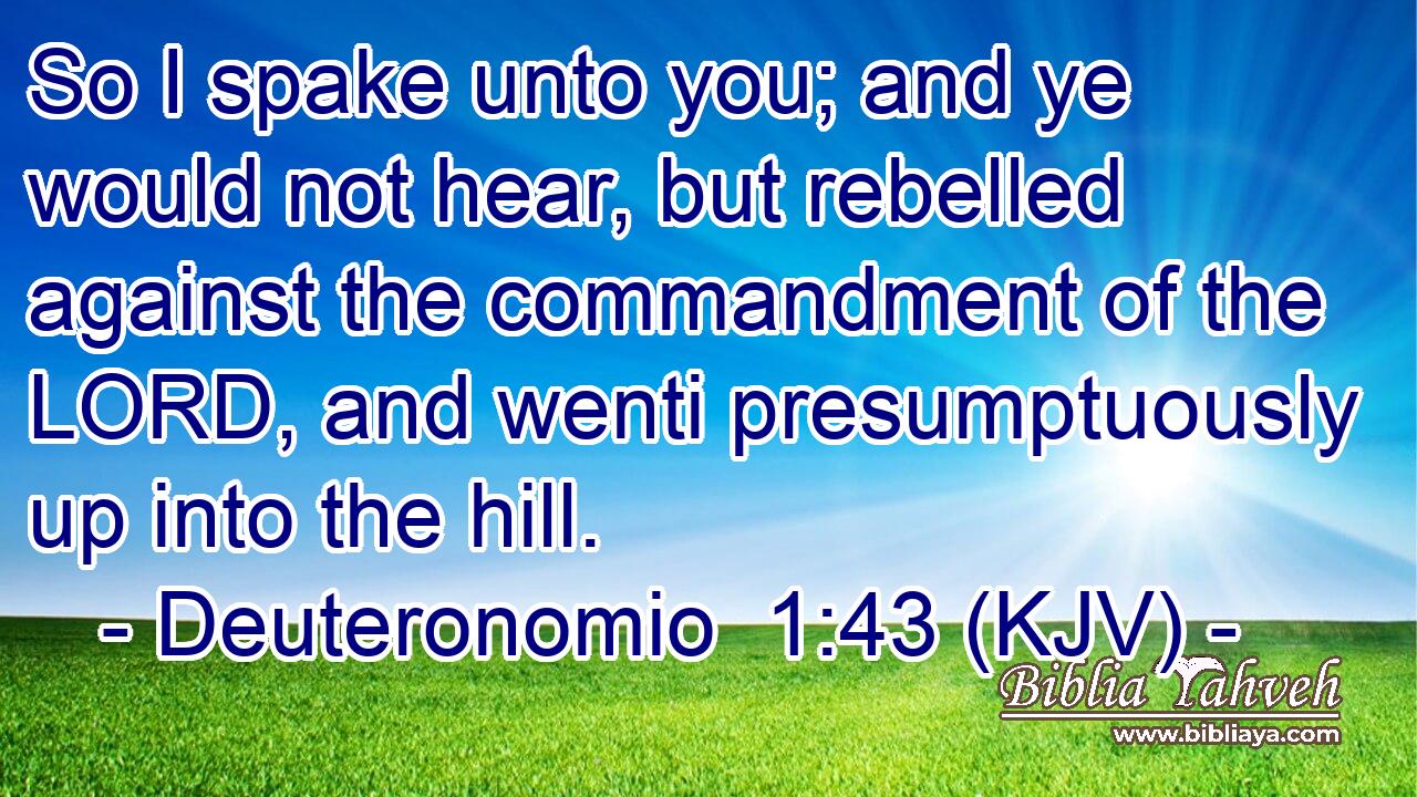 So I spake unto you; and ye would not hear, but rebelled against the commandment of the LORD, and wenti presumptuously up into the hill.