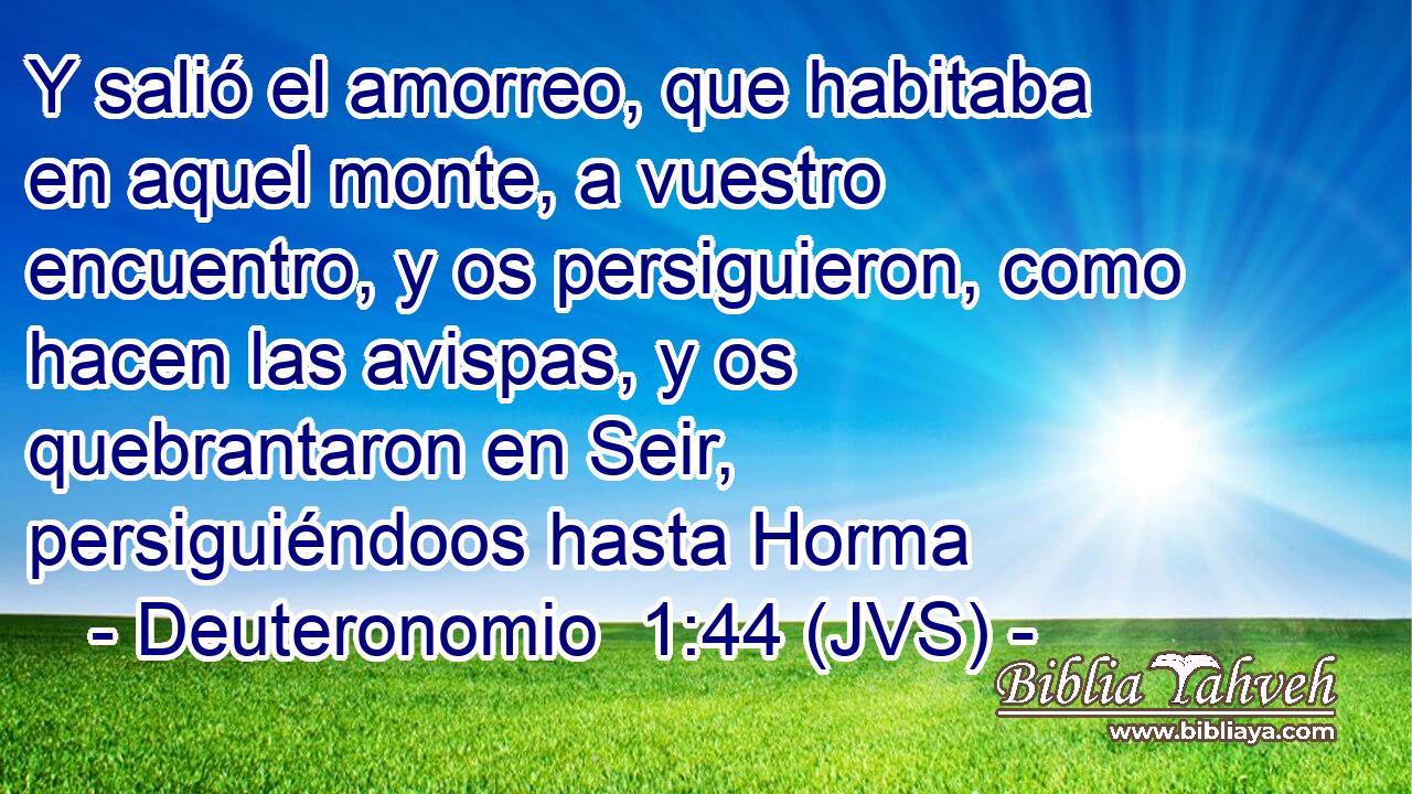 Y salió el amorreo, que habitaba en aquel monte, a vuestro encuentro, y os persiguieron, como hacen las avispas, y os quebrantaron en Seir, persiguiéndoos hasta Horma