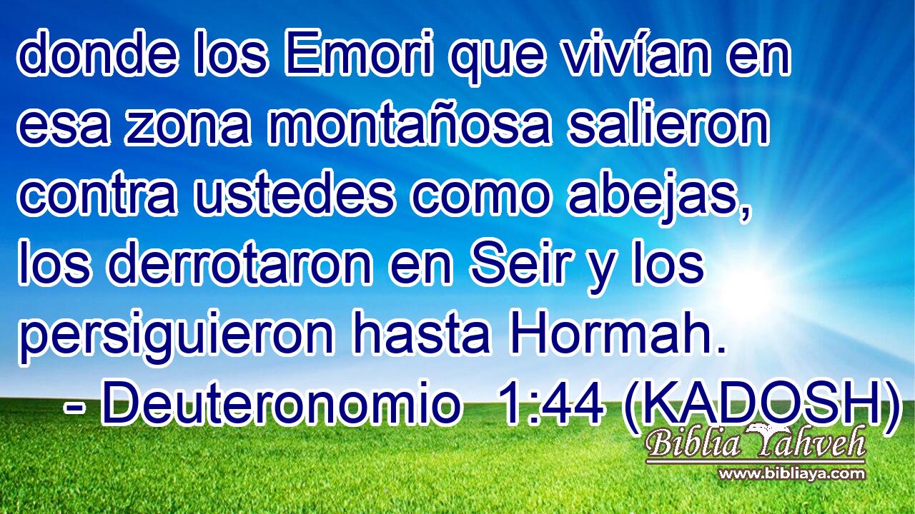  donde los Emori que vivían en esa zona montañosa salieron contra ustedes como abejas, los derrotaron en Seir y los persiguieron hasta Hormah. 