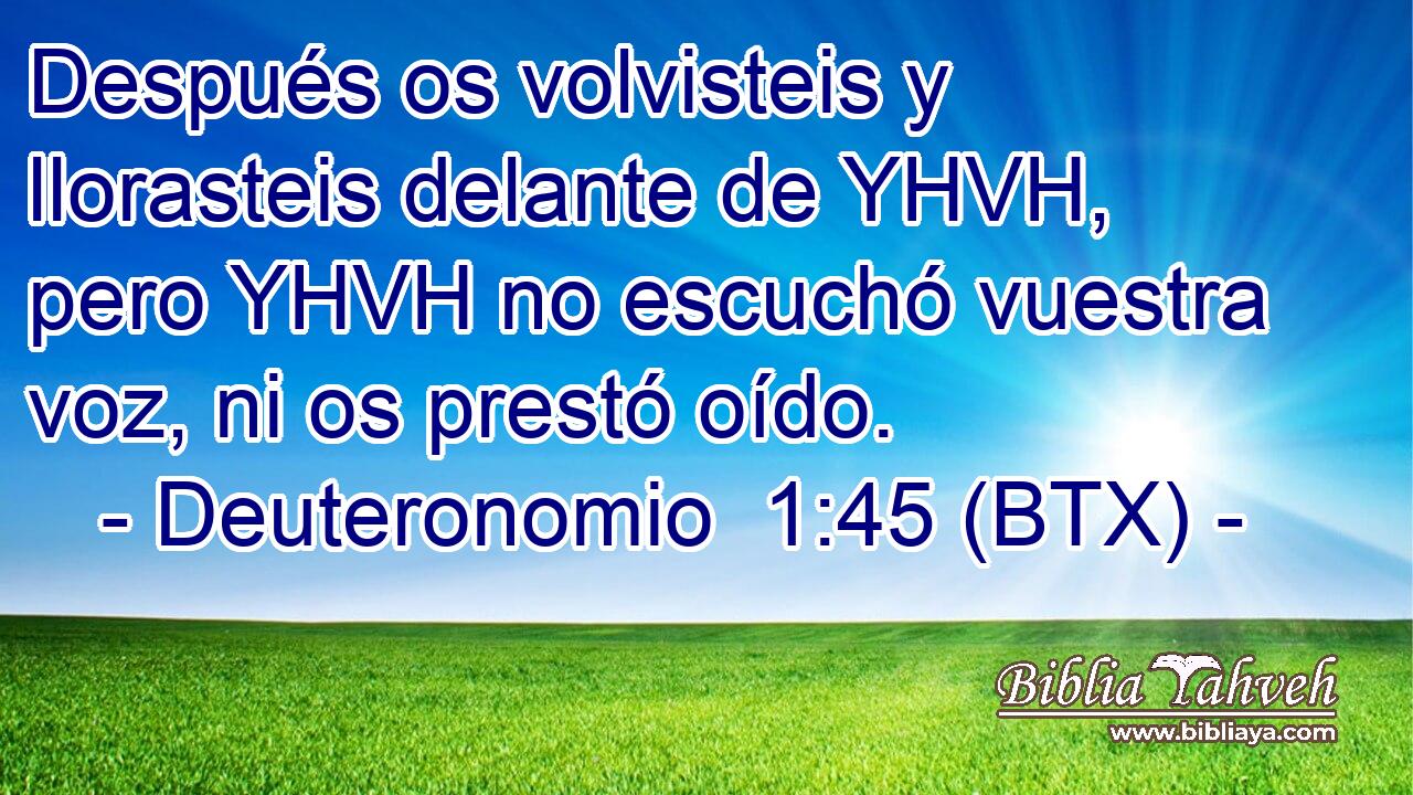 Después os volvisteis y llorasteis delante de YHVH, pero YHVH no escuchó vuestra voz, ni os prestó oído.