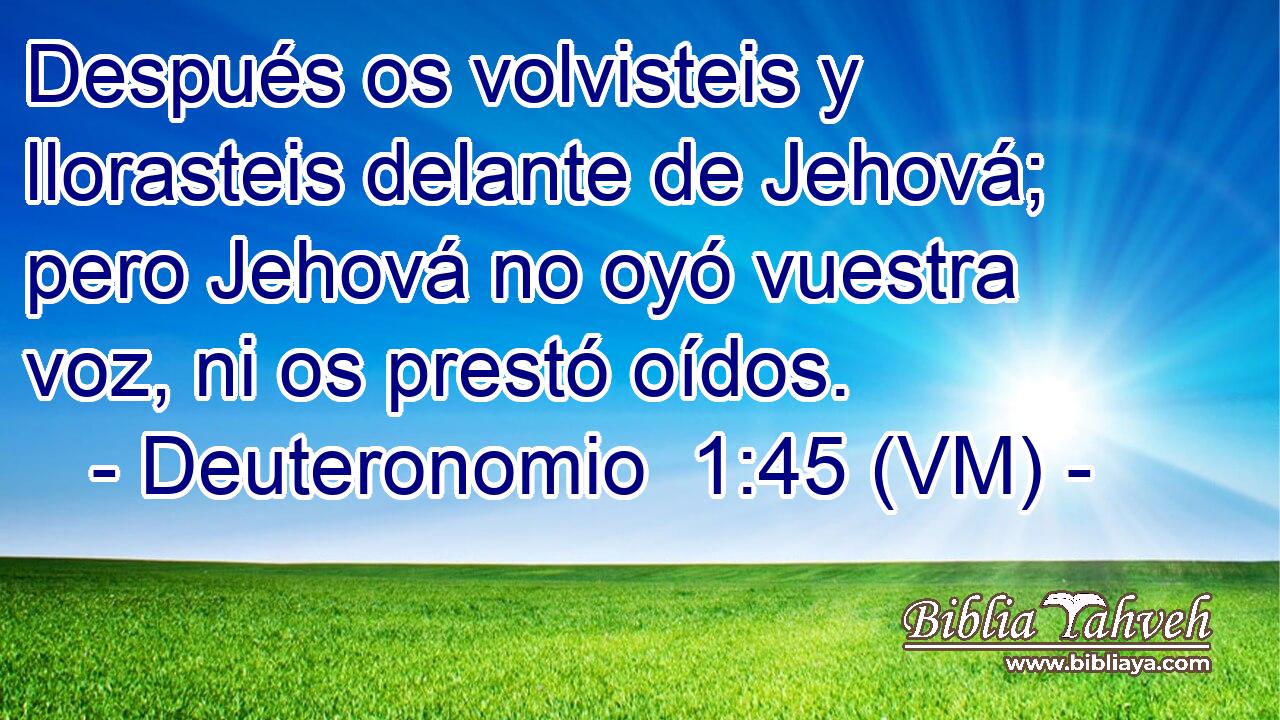  Después os volvisteis y llorasteis delante de Jehová; pero Jehová no oyó vuestra voz, ni os prestó oídos. 